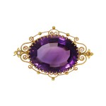 Zawieszka z żółtego złota z dużym ametystem