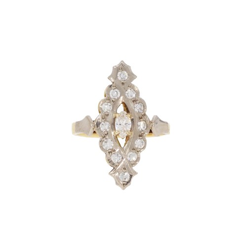 000151  Pierścionek z żółtego złota z diamentami