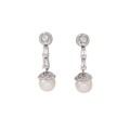 Kolczyki wiszące z białego złota z perłami i cyrkoniami