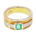 Obrączka ze szmaragdem i diamentami 42734