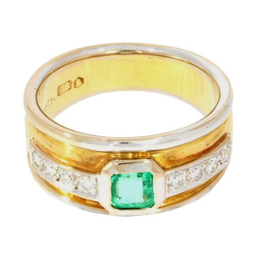 Obrączka ze szmaragdem i diamentami 42734