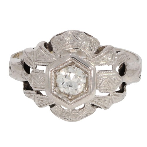 37388 Pierścionek z białego złota z diamentem