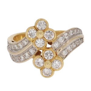 Pierścionek z żółtego złota z diamentami