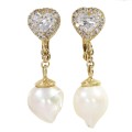 Kolczyki z żółtego złota z perłami i diamentami