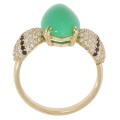 Złoty pierścionek z chryzoprazem i diamentami