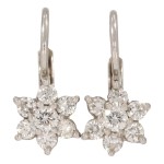 Kolczyki kwiatki z białego złota z diamentami