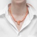 Naszyjnik różowe korale z kameą