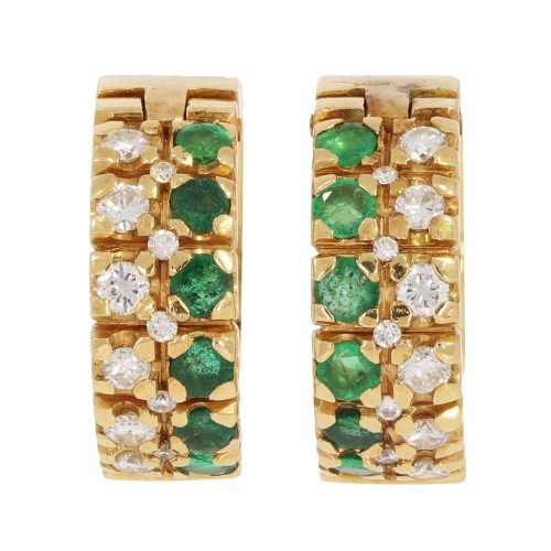 Kolczyki z żółtego złota ze szmaragdami i diamentami