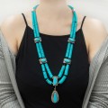 Długi oryginalny naszyjnik z turkusami