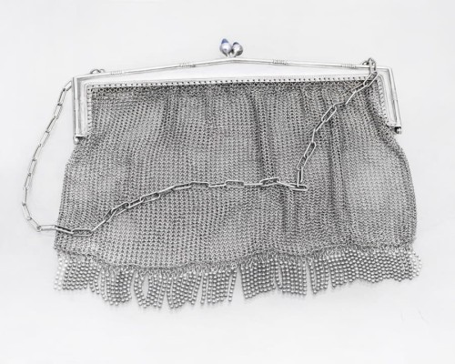 Torebka srebrna wizytowa z szafirami