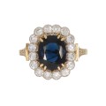 Złoty pierścionek z szafirem i brylantami