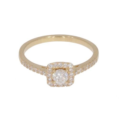 Pierścionek z żółtego złota z brylantami