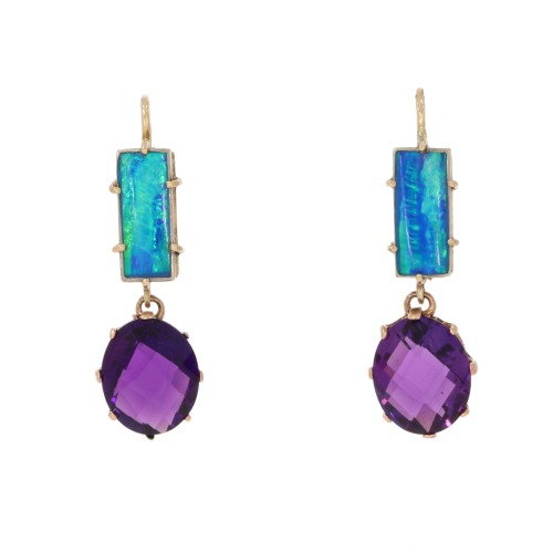 Kolczyki z opalami i ametystami