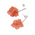 Kolczyki kwiaty z korala i diamentów
