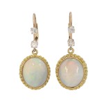 Kolczyki z opalami i diamentami  złote