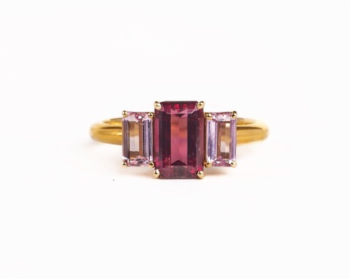 Pierścionek z turmalinem i topazem