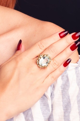 Złoty pierścionek z akwamarynem 6.80 ct