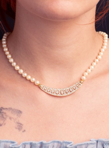 Naszyjnik z opalem, diamentem i kwarcem różowym