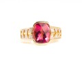 Złoty pierścionek z jednym turmalinem i diamentami