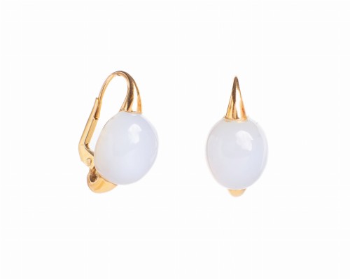 Złote kolczyki z chalcedonami