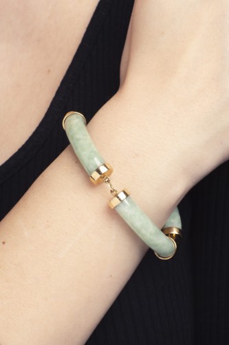 Złota bransoletka z jadeitem