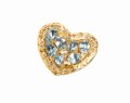 Złota broszka serce z topazami i diamentami
