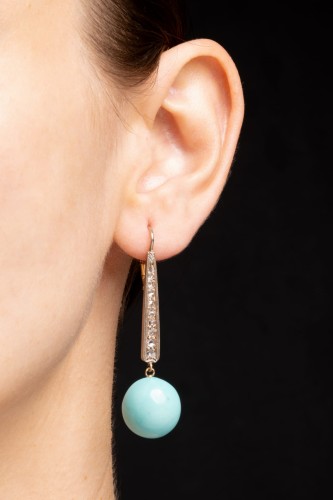 Kolczyki z turkusami i 20 rozetami diamentowymi