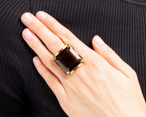 pierścionek z kwarcem dymnym