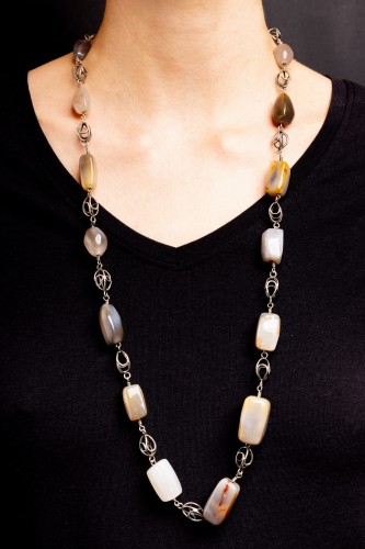 Naszyjnik z agatami 80 cm, ORNO