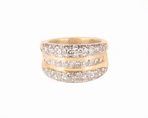 Pierścionek obrączka z diamentami w żółtym złocie