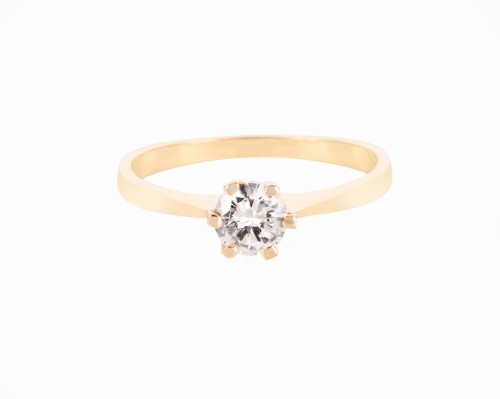 Złoty pierścionek z diamentem ok. 0,38 ct