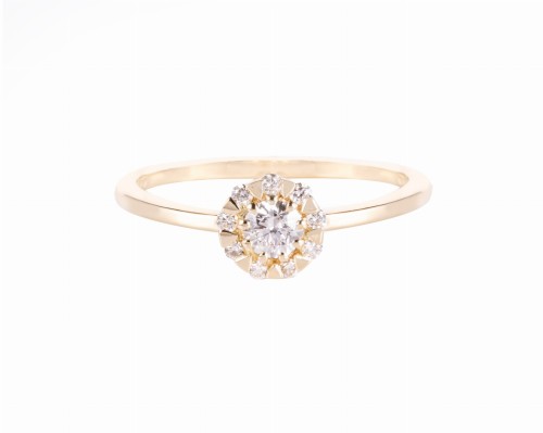 Złoty pierścionek z diamentami ok. 0,28 ct