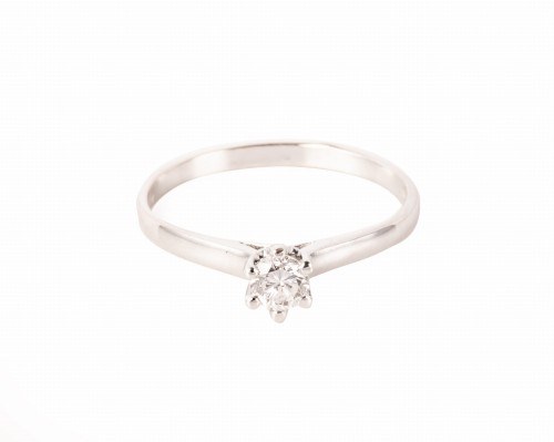 Pierścionek z diamentem ok. 0,25 ct w białym złocie