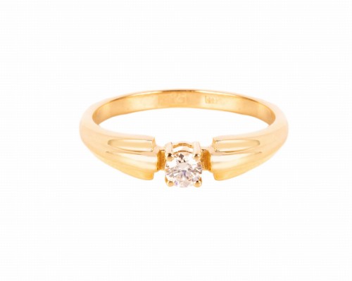 Złoty pierścionek zaręczynowy z brylantem ok. 0,20 ct
