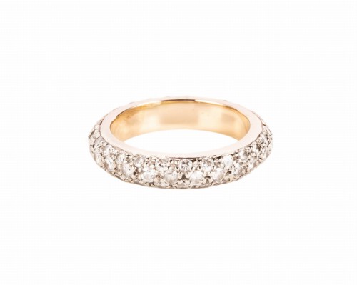 Złota obrączka wysadzana diamentami ok. 1,80 ct