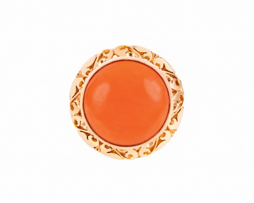 Pierścionek z koralem w złocie. ORNO