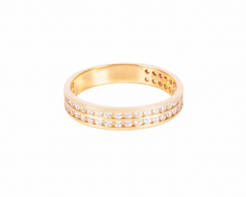 Pierścionek, obrączka z cyrkoniami w złocie 585