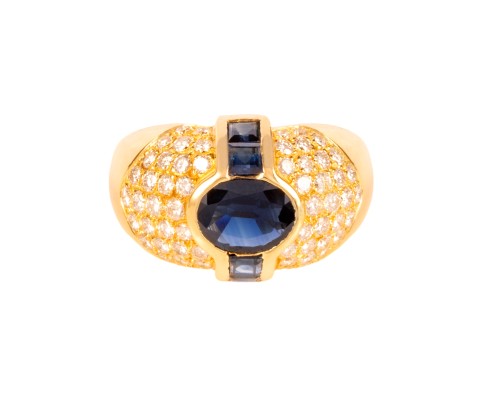 Pierścionek z 5 szafirami i 60 diamentami