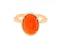 Złoty pierścionek z koralem i cyrkoniami