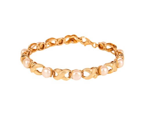 Złota bransoletka z perłami słodkowodnymi