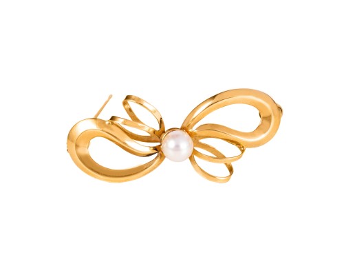 Złota broszka z perłą słodkowodną