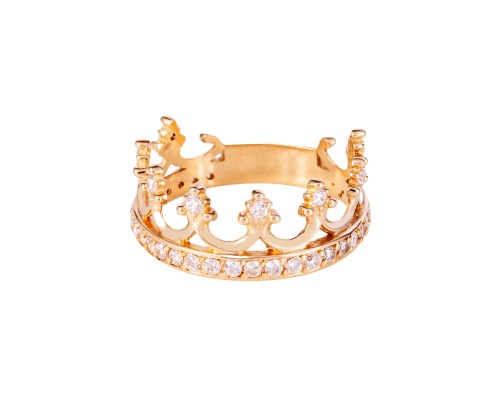 Złoty pierścionek - korona z cyrkoniami