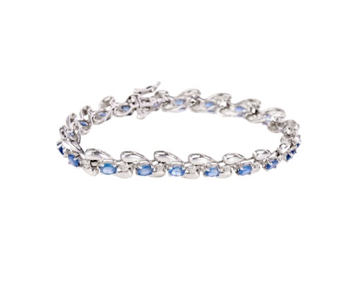 Bransoletka z białego złota z szafirami i rautami diamentowymi
