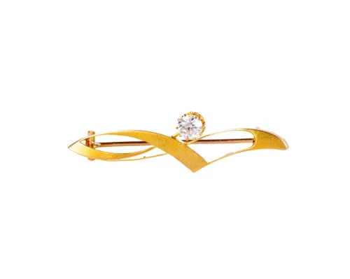 Złota broszka z diamentem ok. 0,32 ct