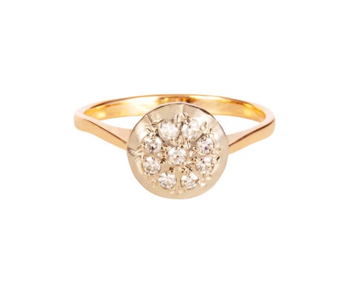 Złoty pierścionek z 9 diamentami