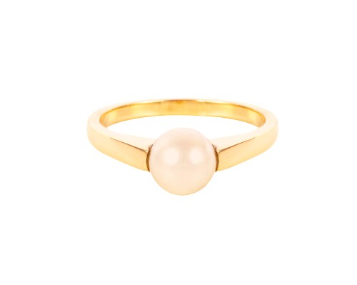 Złoty pierścionek z perłą słonowodną