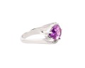 Pierścionek z białego złota, rozmiar 16, z ametystem i brylantami