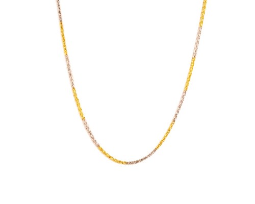 Dwukolorowy złoty łańcuszek w splocie lisi ogon