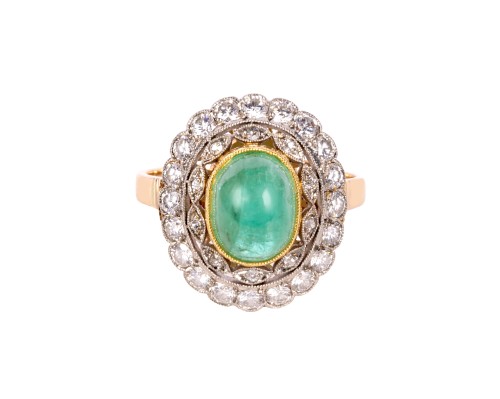 Pierścionek ze szmaragdem ok. 3,50 ct i diamentami ok. 1,10 ct