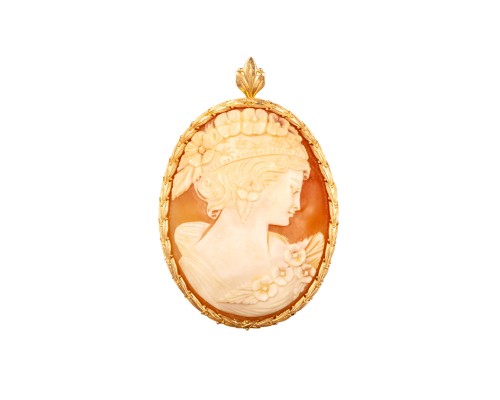 Broszo-wisior z kameą, złoto pr. 583